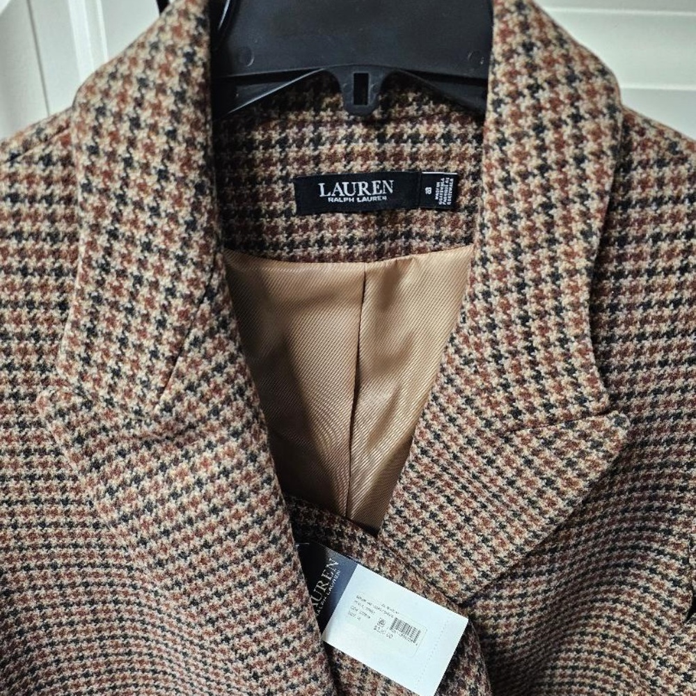 WOMENS RALPH LAUREN HOUNDSTOOTH LEGACY CHECK LONG COAT